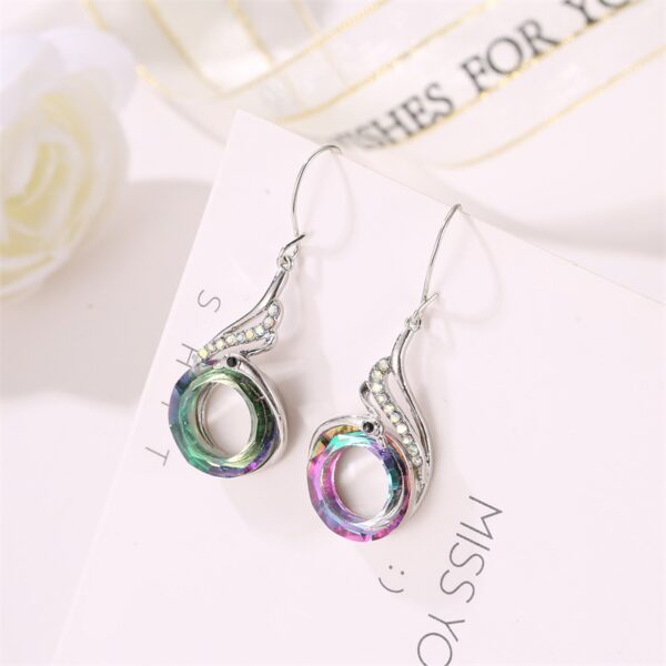 Wholesale Colorful Crystal Peacock Gradient Copper Earrings
