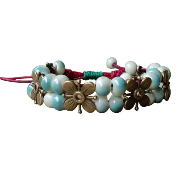 Wholesale Four Leaf Clover Fully Hand Woven Bead Chain Bracelet