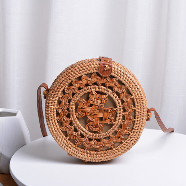 Wholesale Leather Buckle Rattan Woven Hollow Five Pointed Star Net Bag
