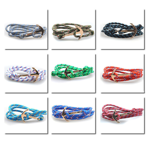Wholesale Nylon Rope Alloy Anchor Bracelet