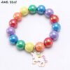 Wholesale Rainbow Beaded Alloy Kids Bracelet
