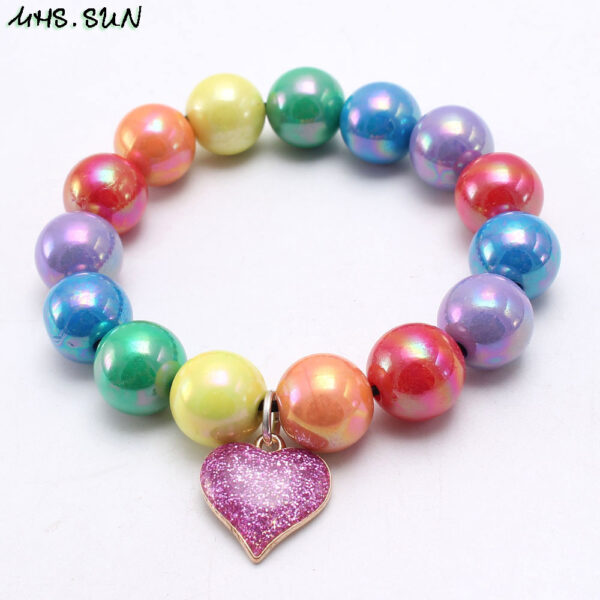 Wholesale Rainbow Beaded Alloy Kids Bracelet