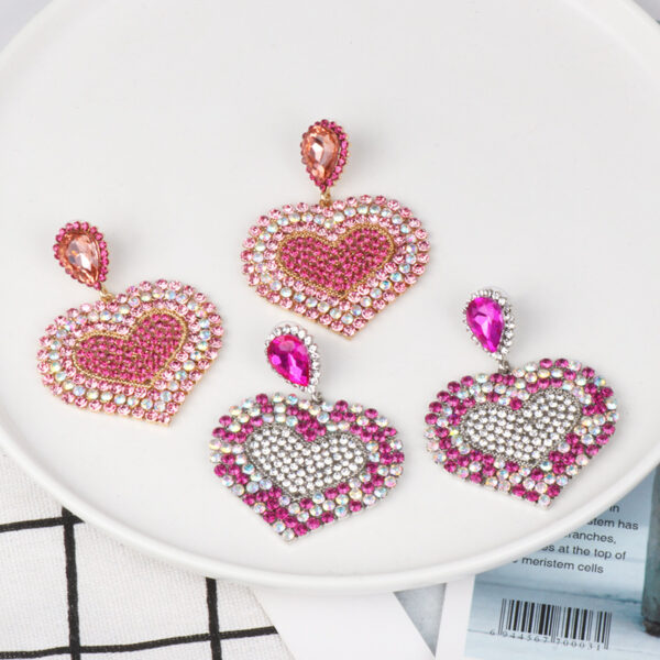 11363810410_669602093 Wholesale Valentine's Day Colored Diamond Heart Alloy Earrings