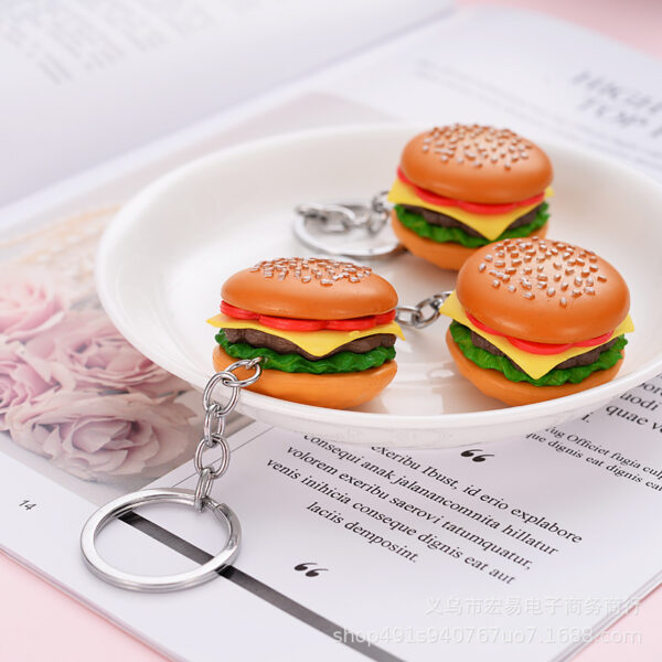 Wholesale PVC Faux Burger Keychain