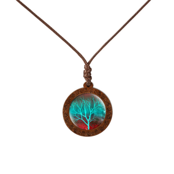 Wholesale Wooden Tree of Life Time Stone Glass Pendant Necklace