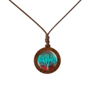 11414769539_374272229 Wholesale Wooden Tree of Life Time Stone Glass Pendant Necklace