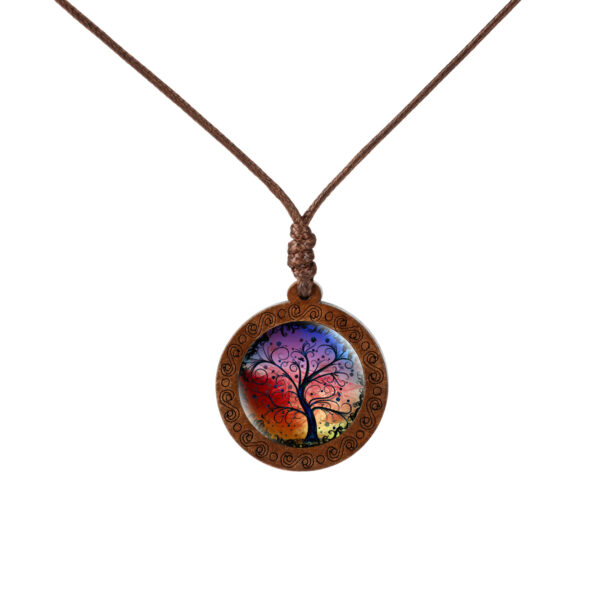 Wholesale Wooden Tree of Life Time Stone Glass Pendant Necklace