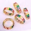 11439029151_109136280 Wholesale Jewelry Colored Square Zirconia Copper Rings