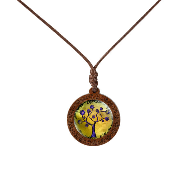 Wholesale Wooden Tree of Life Time Stone Glass Pendant Necklace