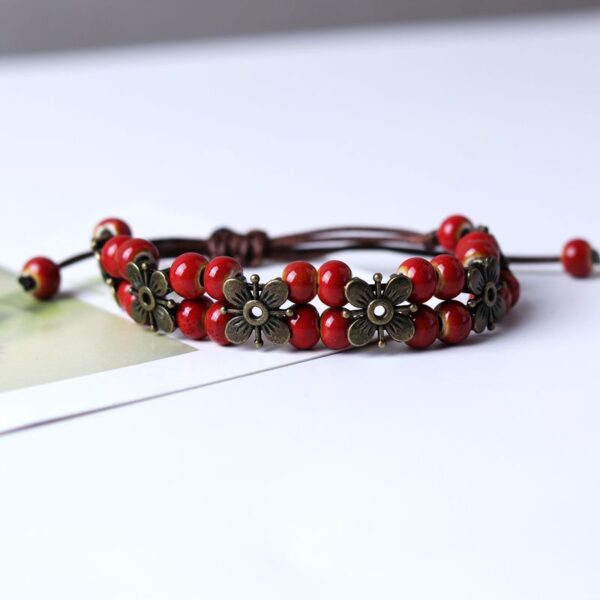 Wholesale Four Leaf Clover Fully Hand Woven Bead Chain Bracelet