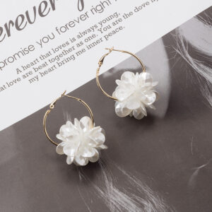 Wholesale Three-dimensional Flower Pearl Alloy Earrings