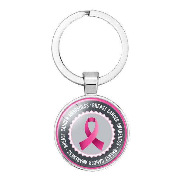 Wholesale Glass Caring Breast Cancer Alloy Creative Keychain