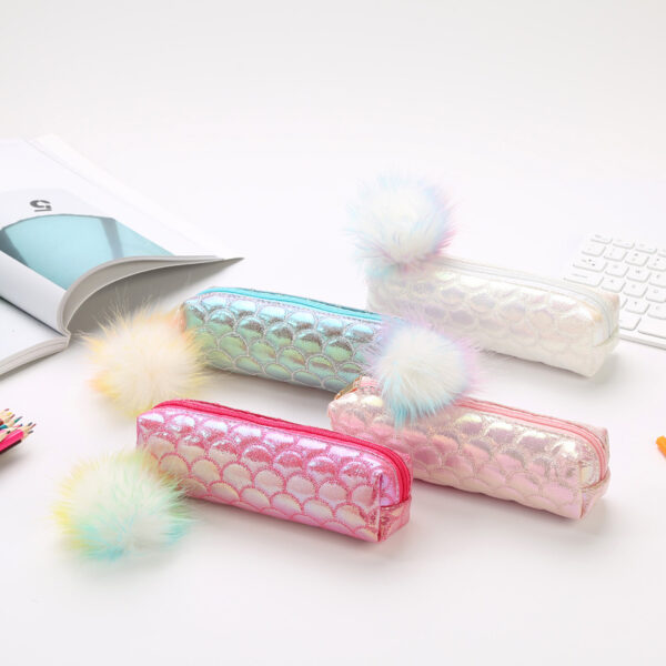 Wholesale Rainbow Color Plush Pencil Case