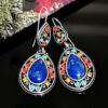 Wholesale Turquoise Blue Diamond Metal Earrings