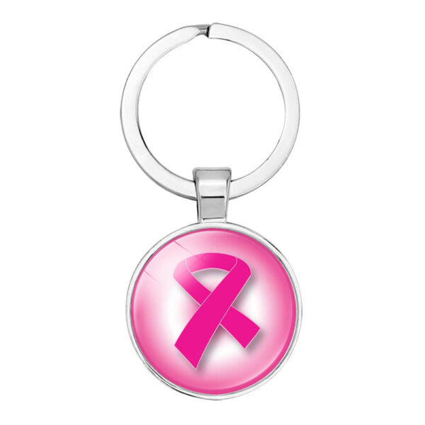 Wholesale Glass Caring Breast Cancer Alloy Creative Keychain
