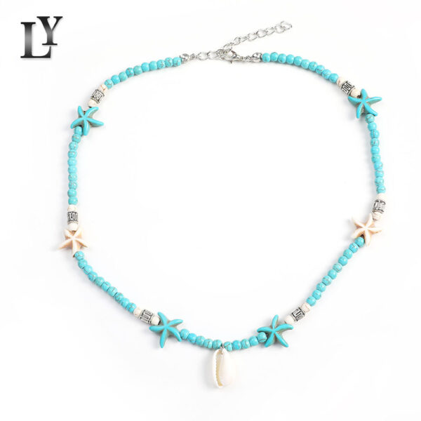 11572203754_1588907008 Wholesale Bohemian Handmade Turquoise Natural Shell Starfish Necklace
