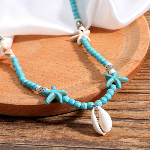 11572218018_1588907008 Wholesale Bohemian Handmade Turquoise Natural Shell Starfish Necklace