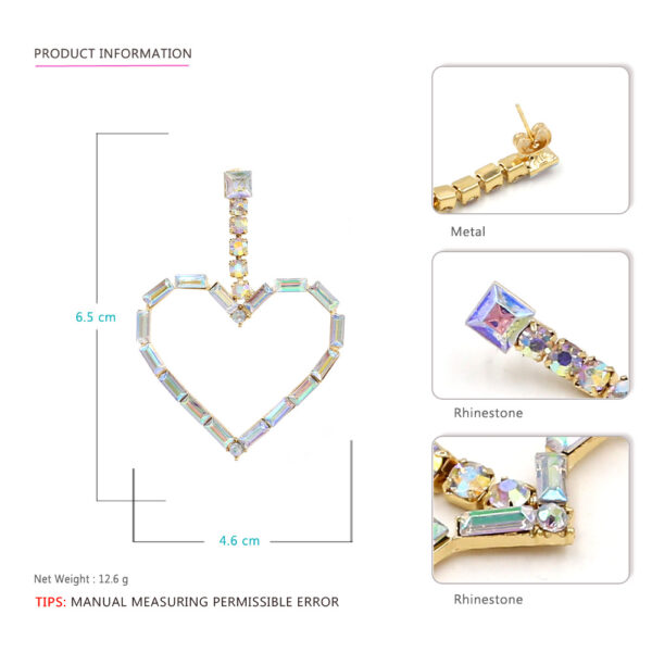 Wholesale Shiny Heart-shaped Diamond Earrings