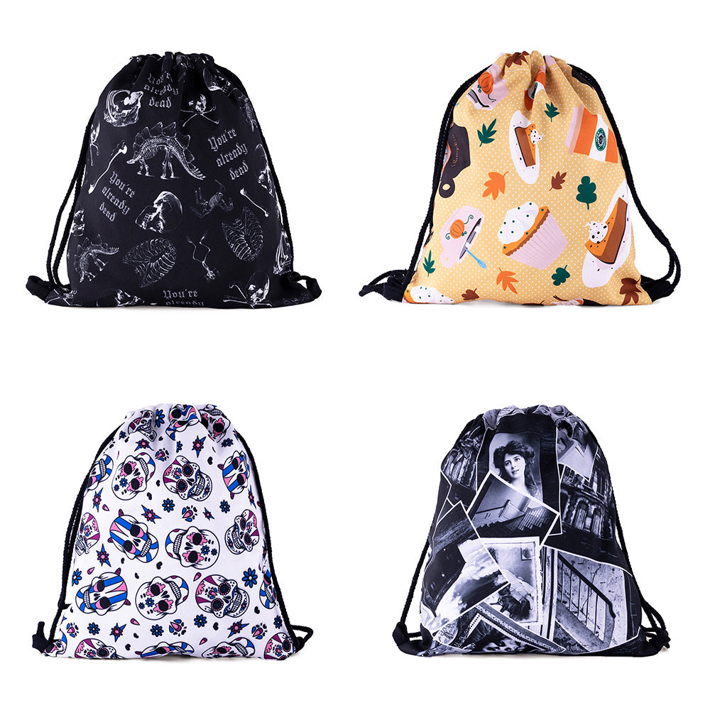 Wholesale Cartoon Print Oxford Cloth awstring Bag