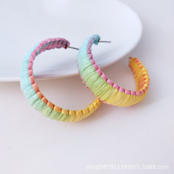 11640483185_593699280 Wholesale Fashionable C-shaped Hand-woven Raffia Earrings