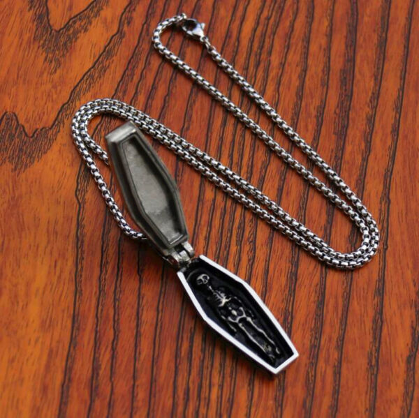 Wholesale Grim Reaper Titanium Steel Cross Coffin Men Necklace