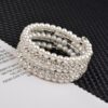 11671950900_865930288 Wholesale Steel Wire Elastic Thread Multilayer Pearl Rhinestone Bracelet