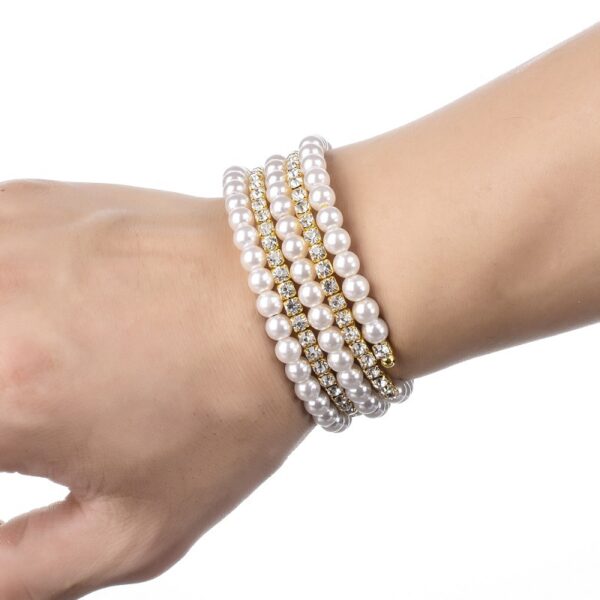 11671986109_865930288 Wholesale Steel Wire Elastic Thread Multilayer Pearl Rhinestone Bracelet