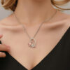 Wholesale Alloy Heart Rose Zircon Necklace