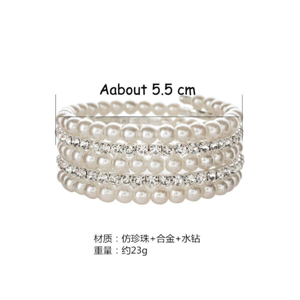 11708254032_865930288 Wholesale Steel Wire Elastic Thread Multilayer Pearl Rhinestone Bracelet