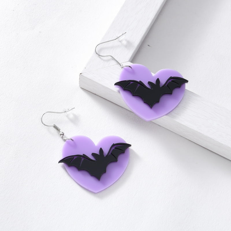 Wholesale Little Devil Cute Purple Bat Wings Acrylic Earrings