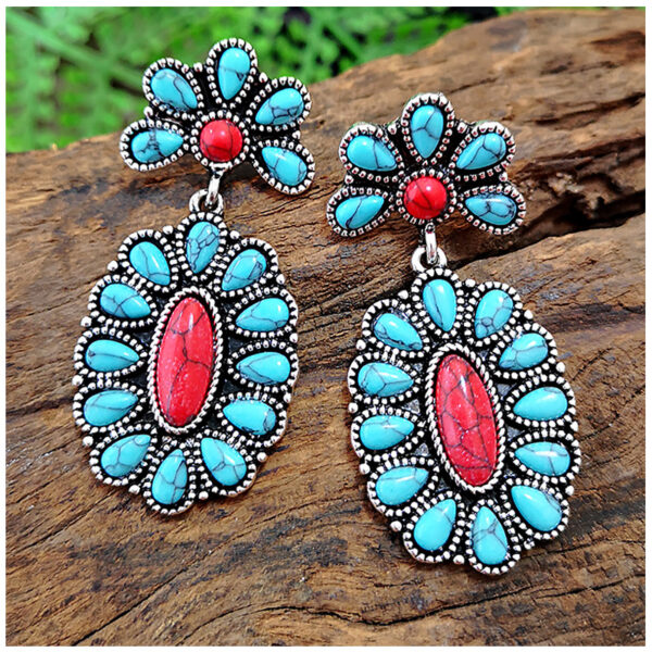 Wholesale Antique Silver Turquoise Metal Earrings