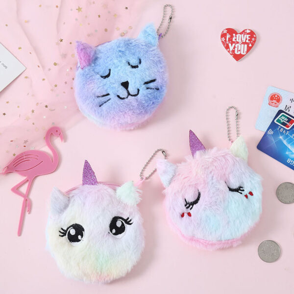 Wholesale Plush Unicorn Plush Zero Wallet Keychain