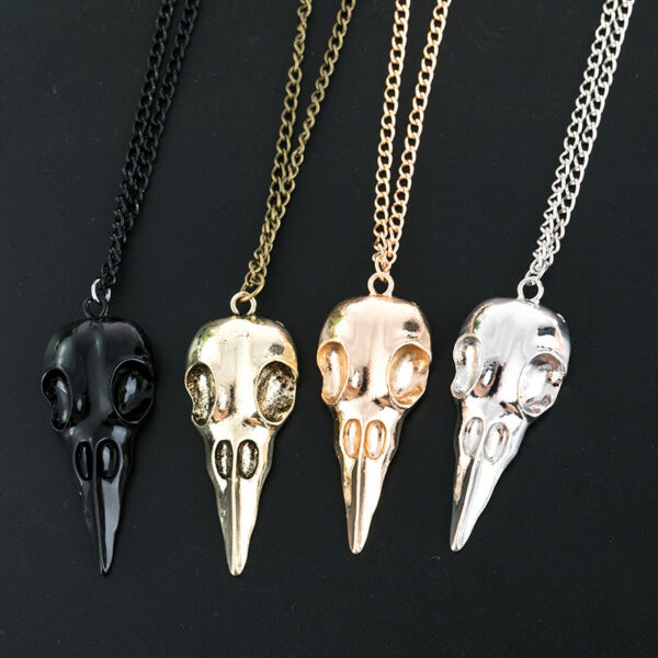 Wholesale Punk Three-dimensional Metal Crow Skull Skull Pendant Necklace