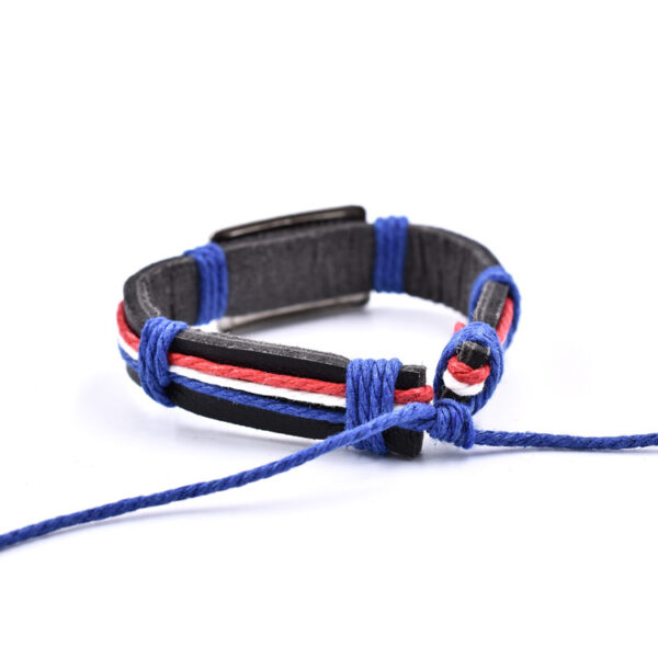 Wholesale Flag Leather Woven Adjustable Bracelet