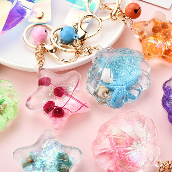 Wholesale Quicksand Glitter Acrylic Starfish Shell Keychain