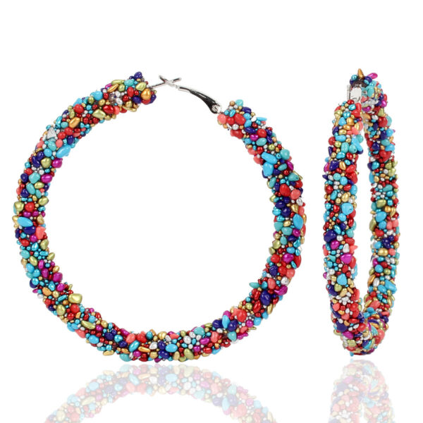 Wholesale Simple Original Stone Large Hoop Earrings