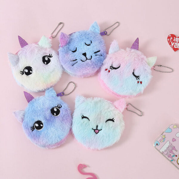 Wholesale Plush Unicorn Plush Zero Wallet Keychain