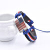 Wholesale Flag Leather Woven Adjustable Bracelet