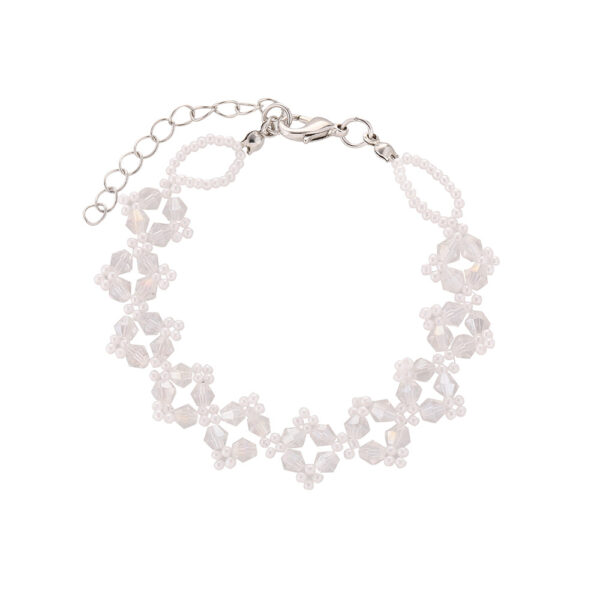 Wholesale Openwork Braided Pearl Alloy Bracelet