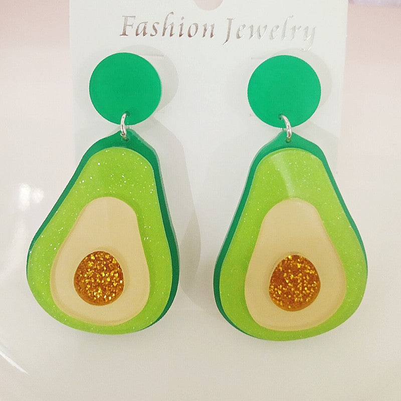 Wholesale Avocado Exaerated Acrylic Earrings