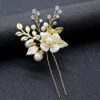 Wholesale Silver Leaf Handmade Twisted Beads U Shaped Hairpin Pin