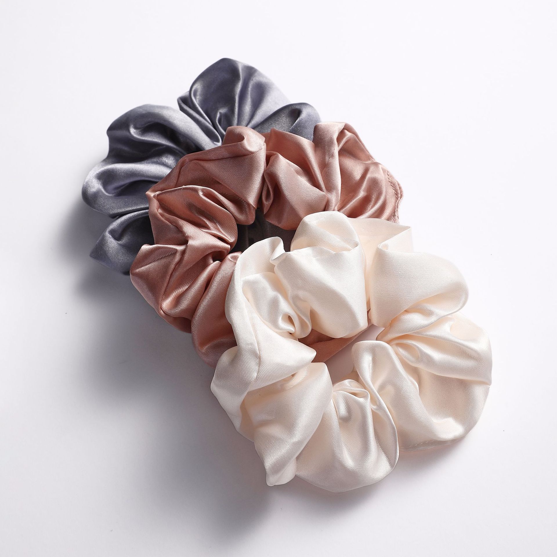 Wholesale Cross-Border Autumn and Winter New Style Satin Ribbon Glossy Hair Tie Large Intestine Circle Ball Head nytail Hair Tie