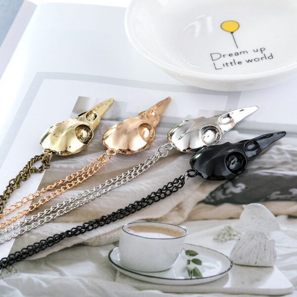 Wholesale Punk Three-dimensional Metal Crow Skull Skull Pendant Necklace