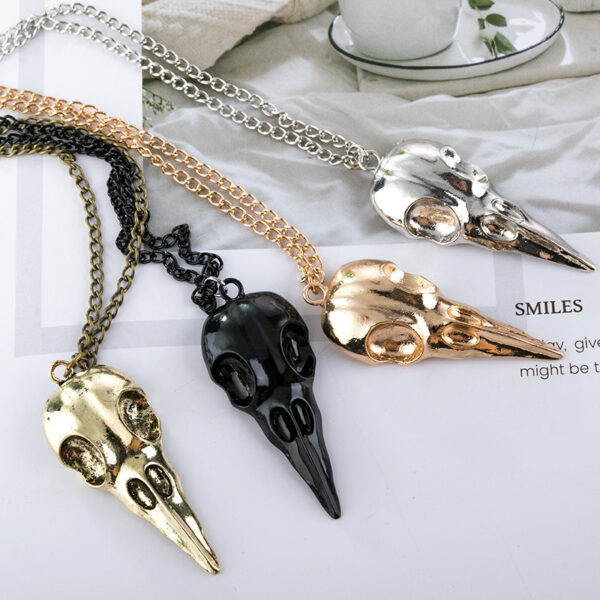 Wholesale Punk Three-dimensional Metal Crow Skull Skull Pendant Necklace