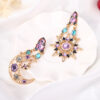 Wholesale Diamond Star Moon Helios Shape Asymmetrical Earrings