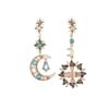 Wholesale Diamond Star Moon Helios Shape Asymmetrical Earrings