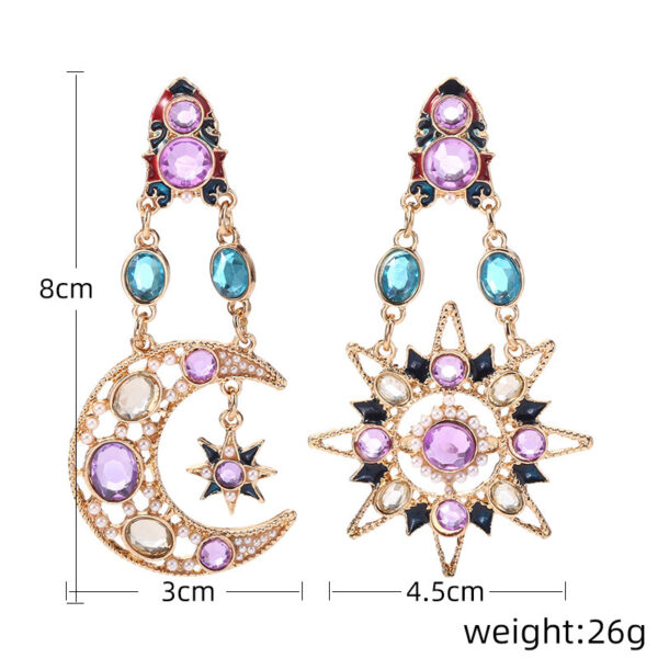 Wholesale Diamond Star Moon Helios Shape Asymmetrical Earrings