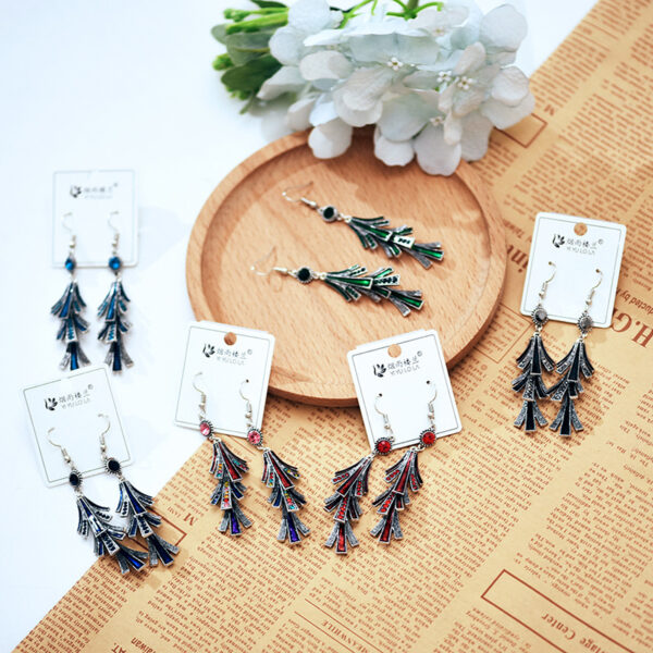 Wholesale Chinese Style Long Alloy Tassel Oil Drop Cold Style Retro Earrings