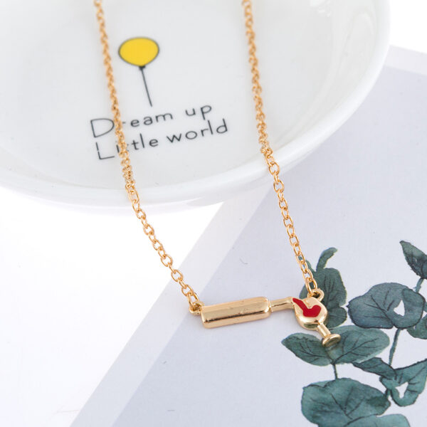 Wholesale Love Red Wine Bottles, Cups, Alloy Necklaces