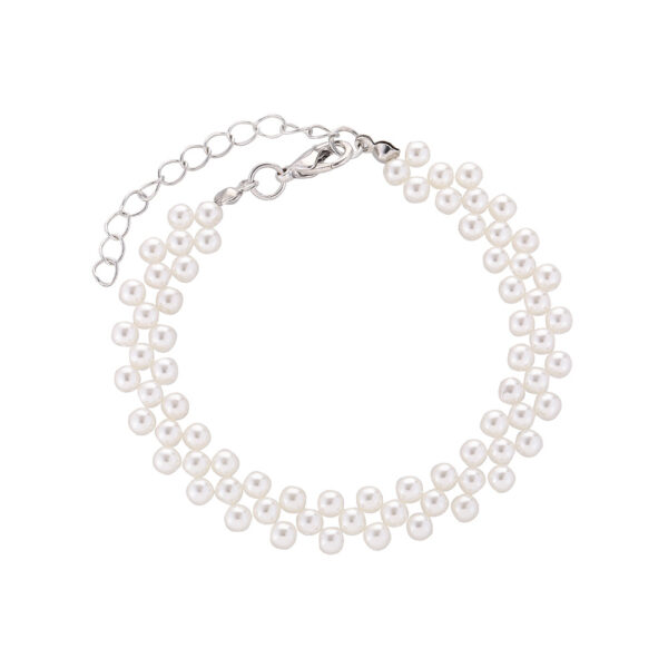 Wholesale Openwork Braided Pearl Alloy Bracelet